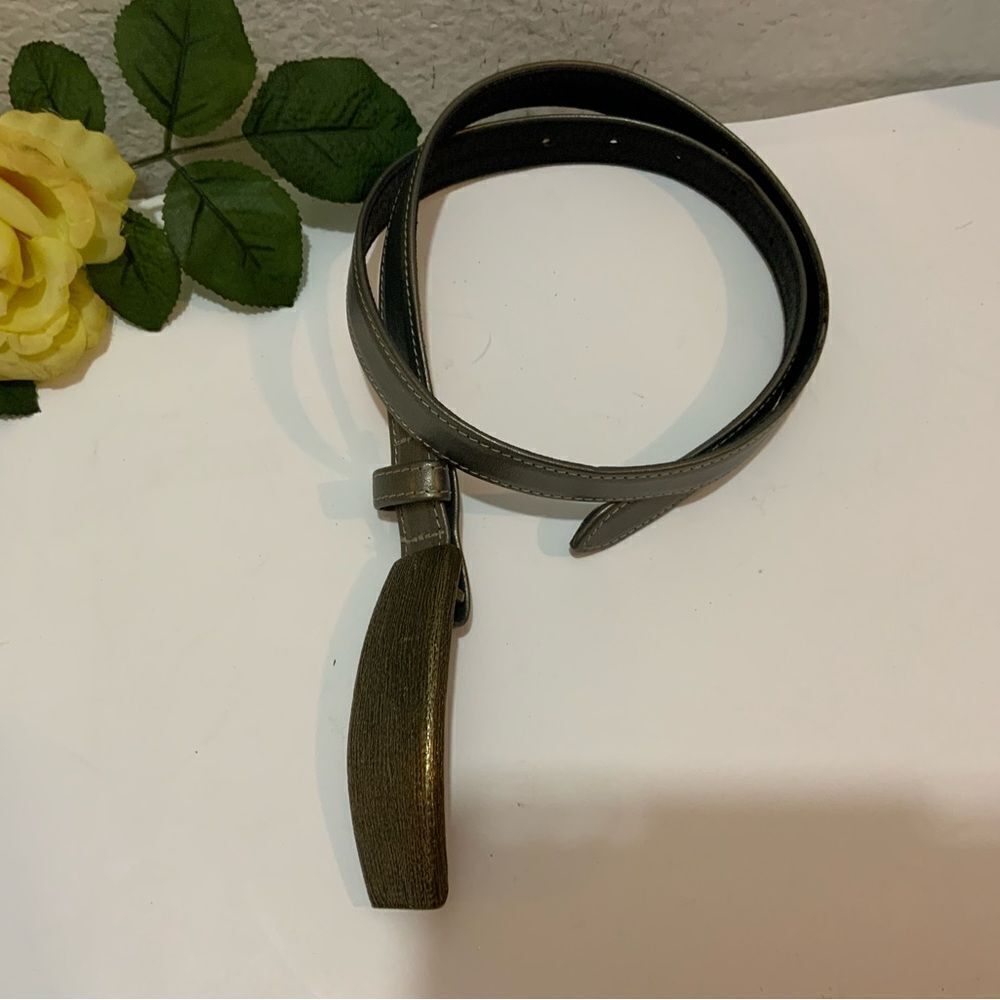 Carlisle Boho Silver Statement Buckle Skinny Belt bronze size L